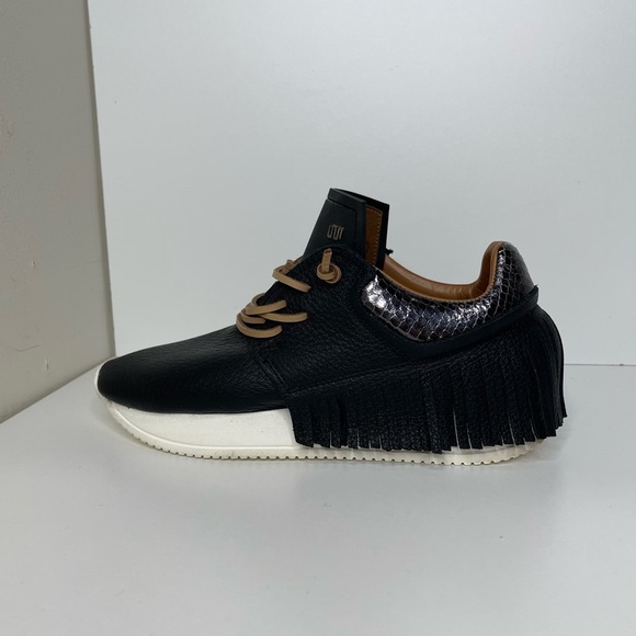 Esseutesse Leather Fringe Sneaker Handmade Italy event concert western Python - Picture 2 of 15